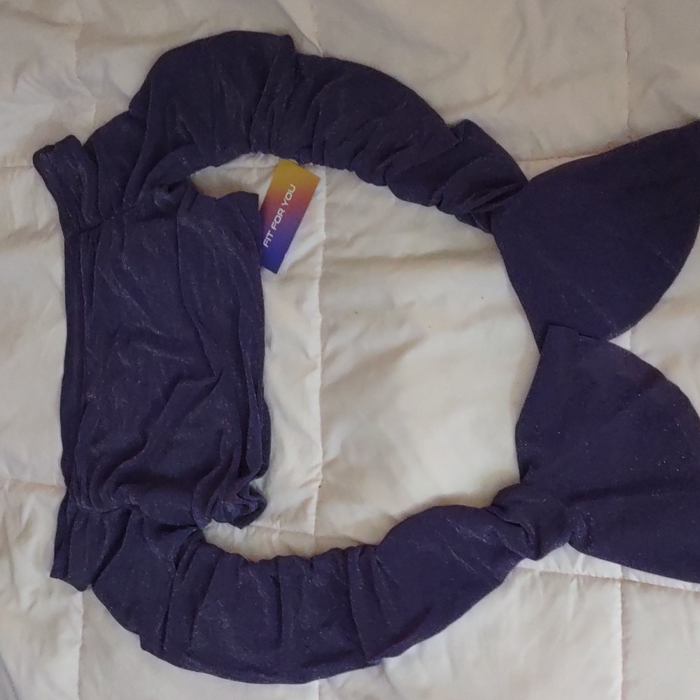 Purple glittery off the shoulder mermaid sleeve crop top